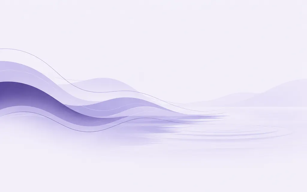 Ondas suaves se aquietando, simbolizando serenidade e controle de impulsos